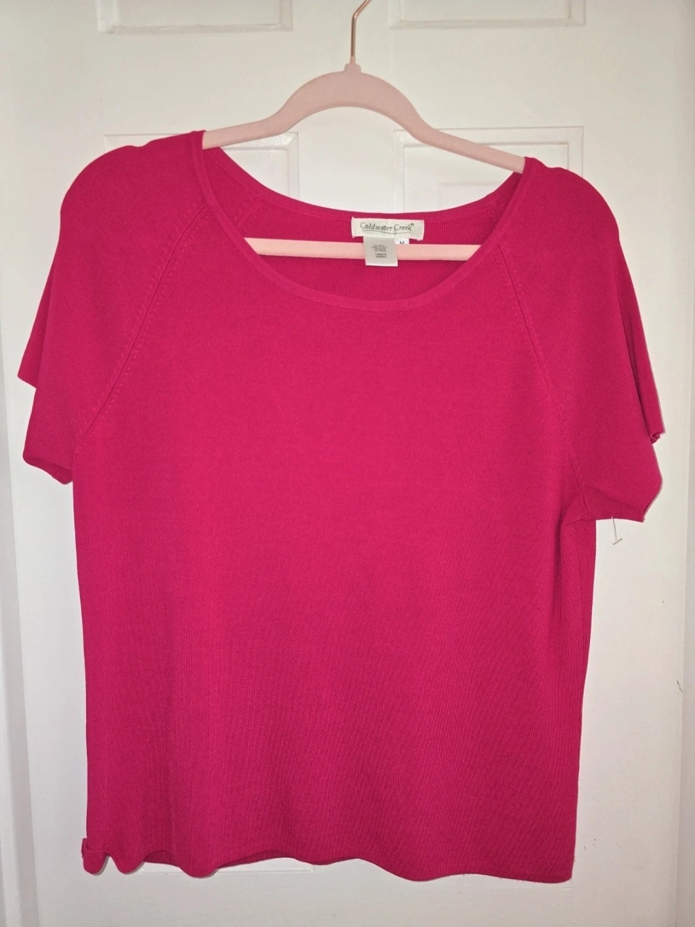 Coldwater Creek Bright Fuchsia Short Sleeve Knit Top